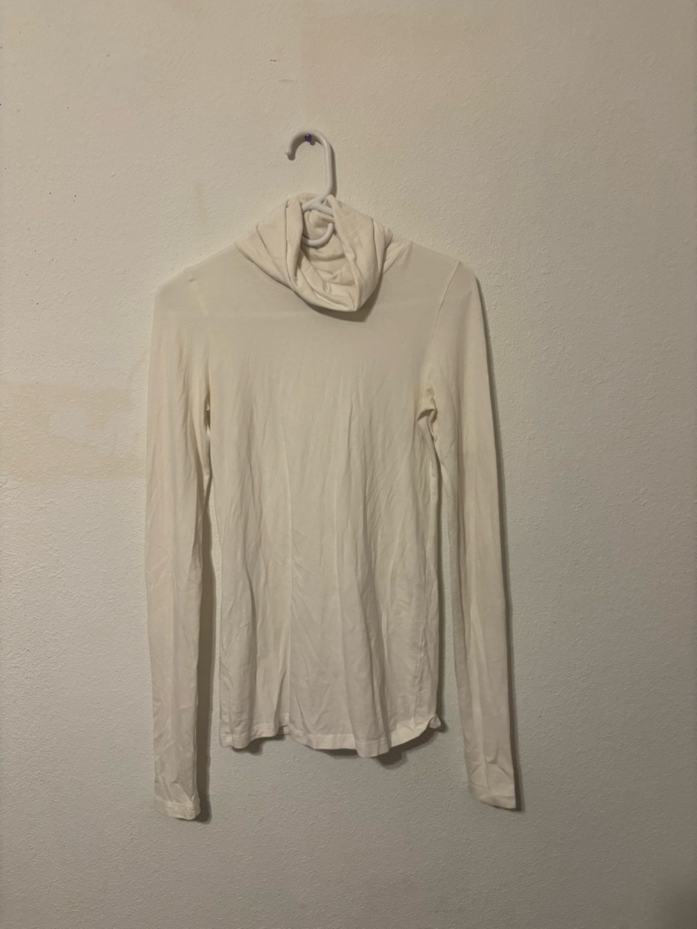 White Long Sleeve Lightweight Turtleneck Top